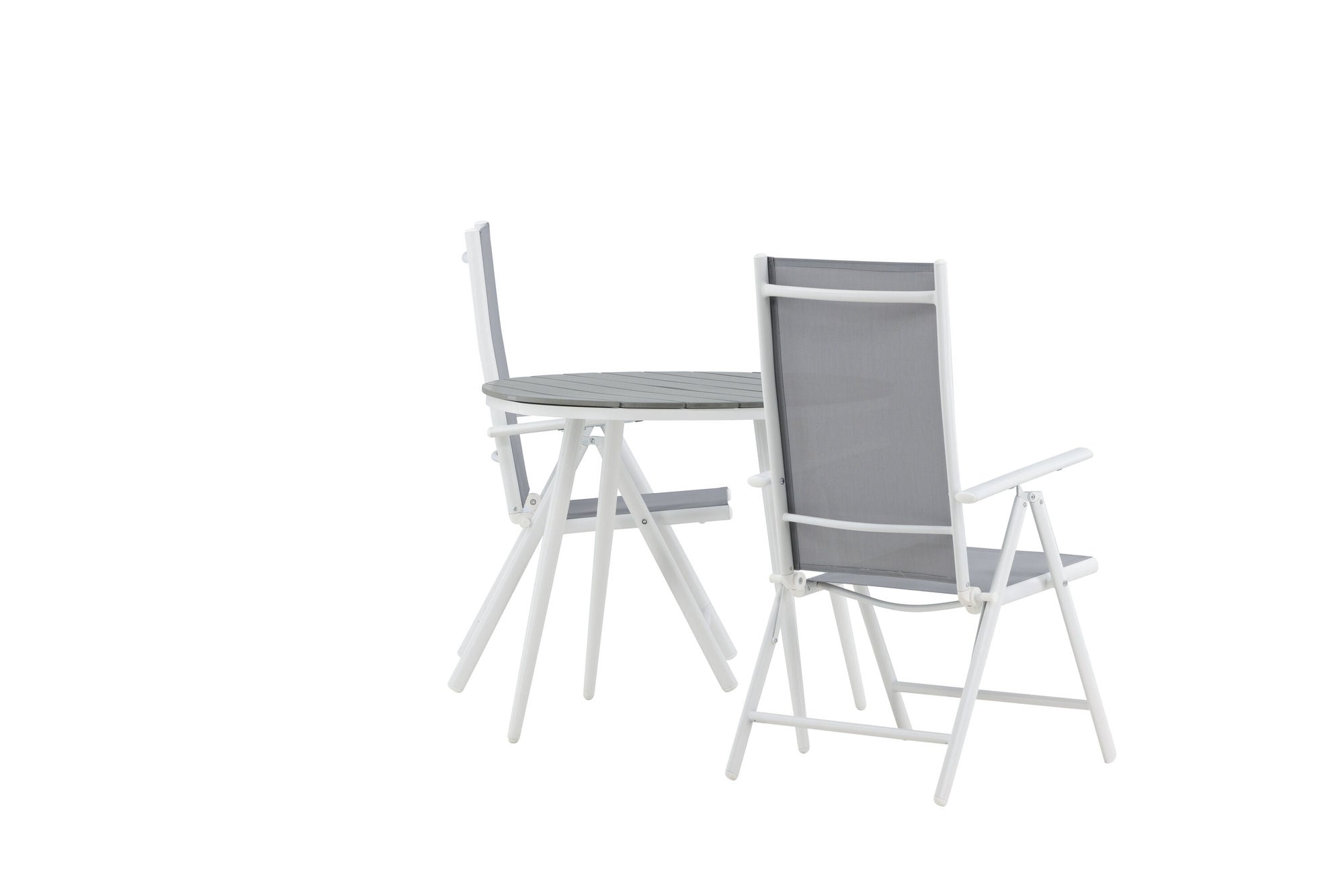 Venture Home Break - spisebord rund- White / Grey - Alu / Aintwood - 90ø _1+ Break 5:pos stol - White/Grey _2