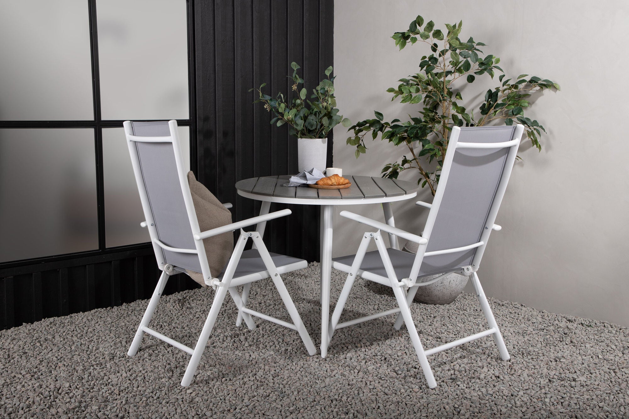 Venture Home Break - spisebord rund- White / Grey - Alu / Aintwood - 90ø _1+ Break 5:pos stol - White/Grey _2
