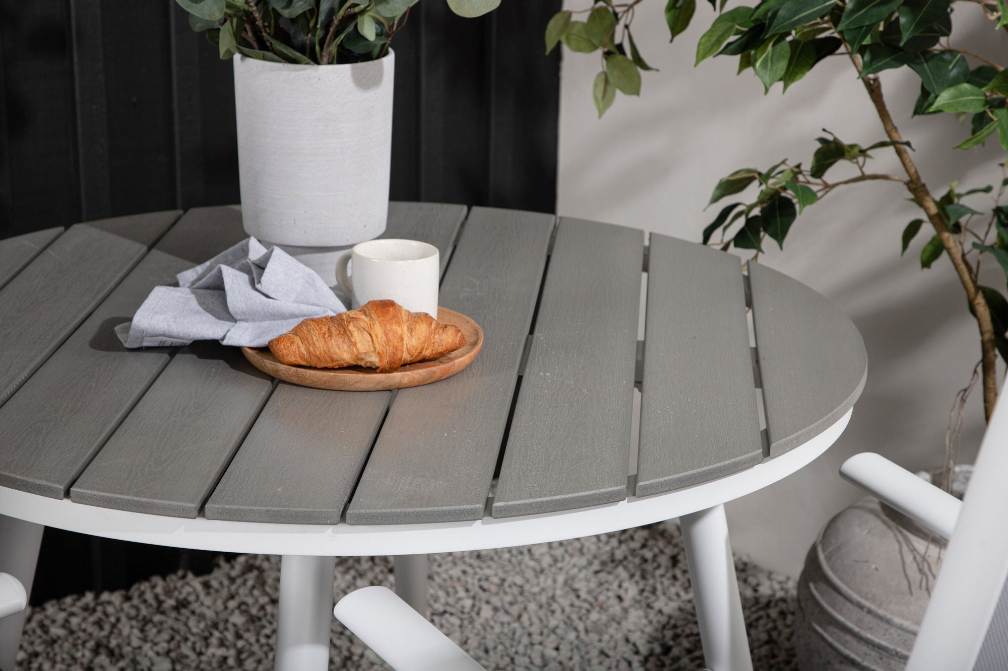 Venture Home Break - spisebord rund- White / Grey - Alu / Aintwood - 90ø _1+ Break 5:pos stol - White/Grey _2