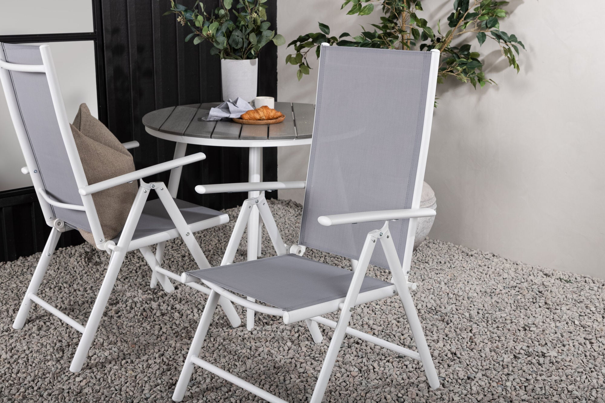 Venture Home Break - spisebord rund- White / Grey - Alu / Aintwood - 90ø _1+ Break 5:pos stol - White/Grey _2