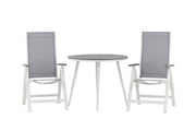 Venture Home Break - spisebord rund- White / Grey - Alu / Aintwood - 90ø _1+ Albany Light 5-pos white alu / Grey Textilene _2