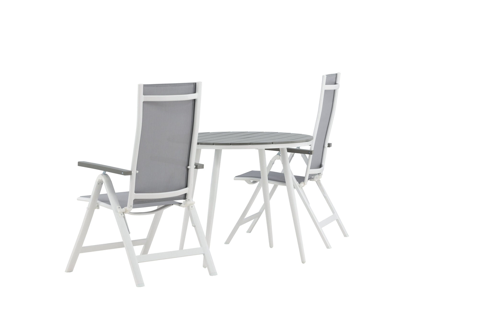 Venture Home Break - spisebord rund- White / Grey - Alu / Aintwood - 90ø _1+ Albany Light 5-pos white alu / Grey Textilene _2