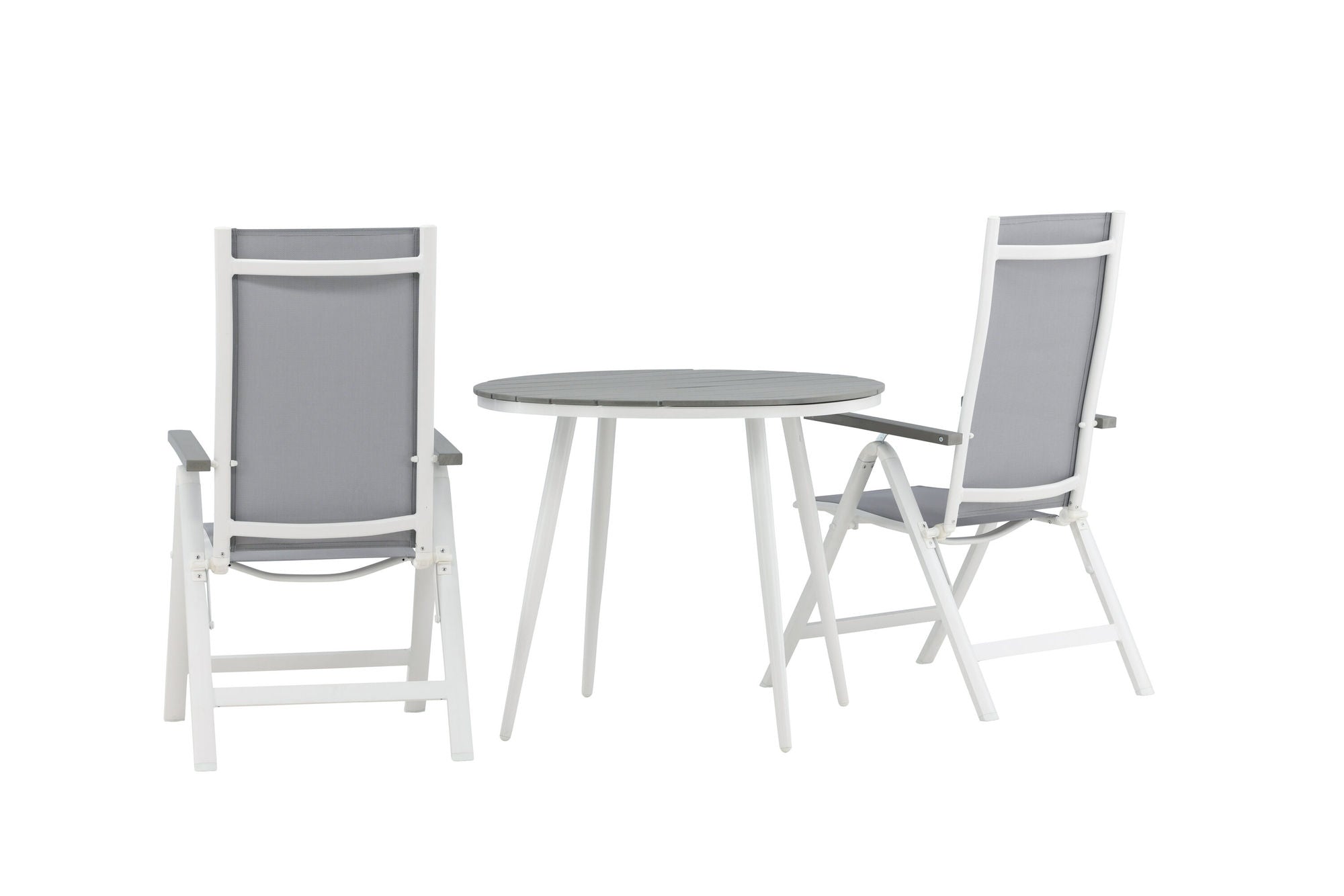 Venture Home Break - spisebord rund- White / Grey - Alu / Aintwood - 90ø _1+ Albany Light 5-pos white alu / Grey Textilene _2