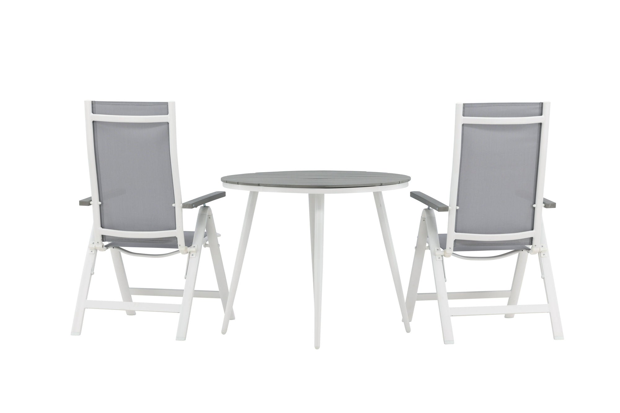 Venture Home Break - spisebord rund- White / Grey - Alu / Aintwood - 90ø _1+ Albany Light 5-pos white alu / Grey Textilene _2