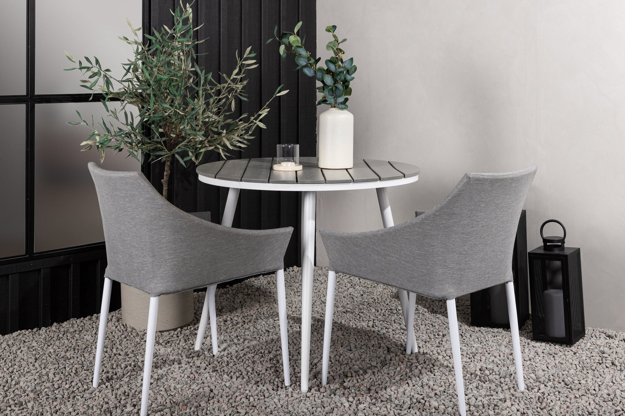 Venture Home Break - spisebord rund- White / Grey - Alu / Aintwood - 90ø _1+ Spoga - Spisebordsstol- White / Grey - - _2