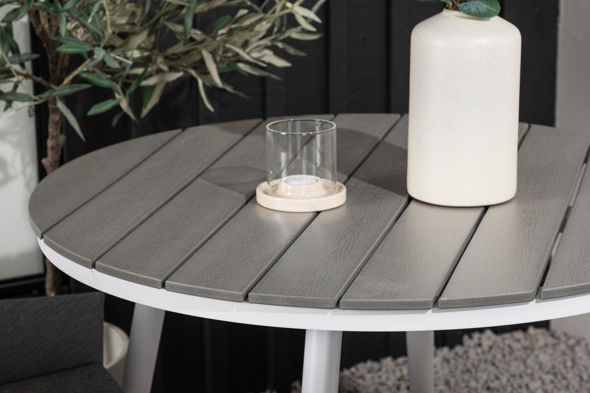 Venture Home Break - spisebord rund- White / Grey - Alu / Aintwood - 90ø _1+ Spoga - Spisebordsstol- White / Grey - - _2