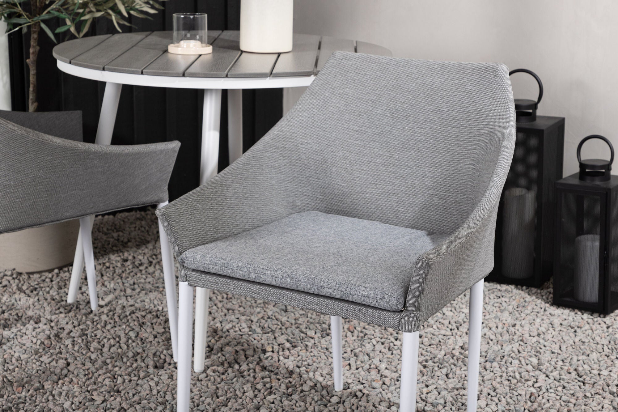 Venture Home Break - spisebord rund- White / Grey - Alu / Aintwood - 90ø _1+ Spoga - Spisebordsstol- White / Grey - - _2