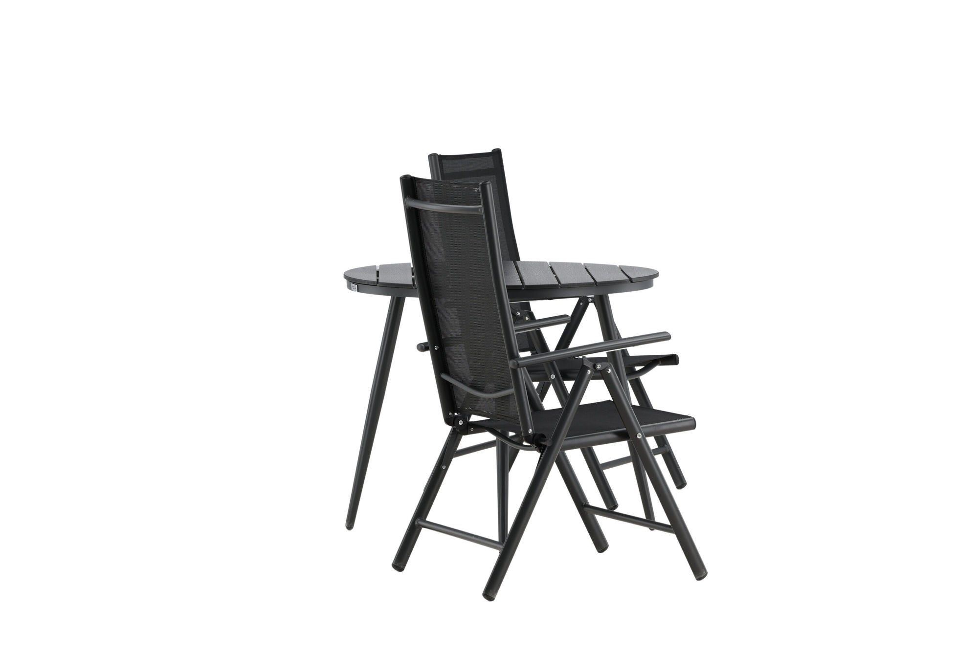 Venture Home Break - spisebord rund- Black / Black - Alu / Aintwood - 90ø _1+ Break 5:pos stol - Black/Black _2