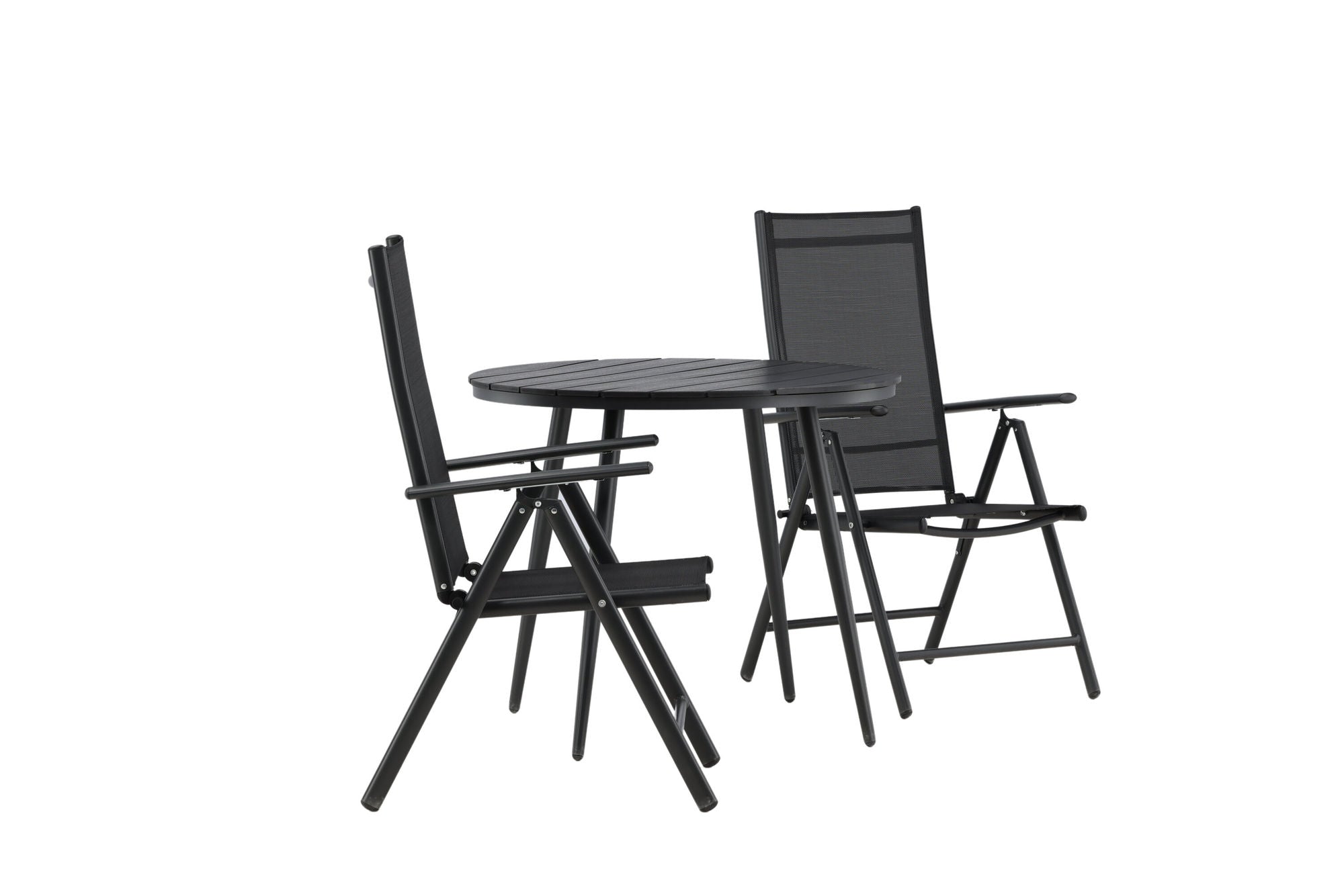 Venture Home Break - spisebord rund- Black / Black - Alu / Aintwood - 90ø _1+ Break 5:pos stol - Black/Black _2