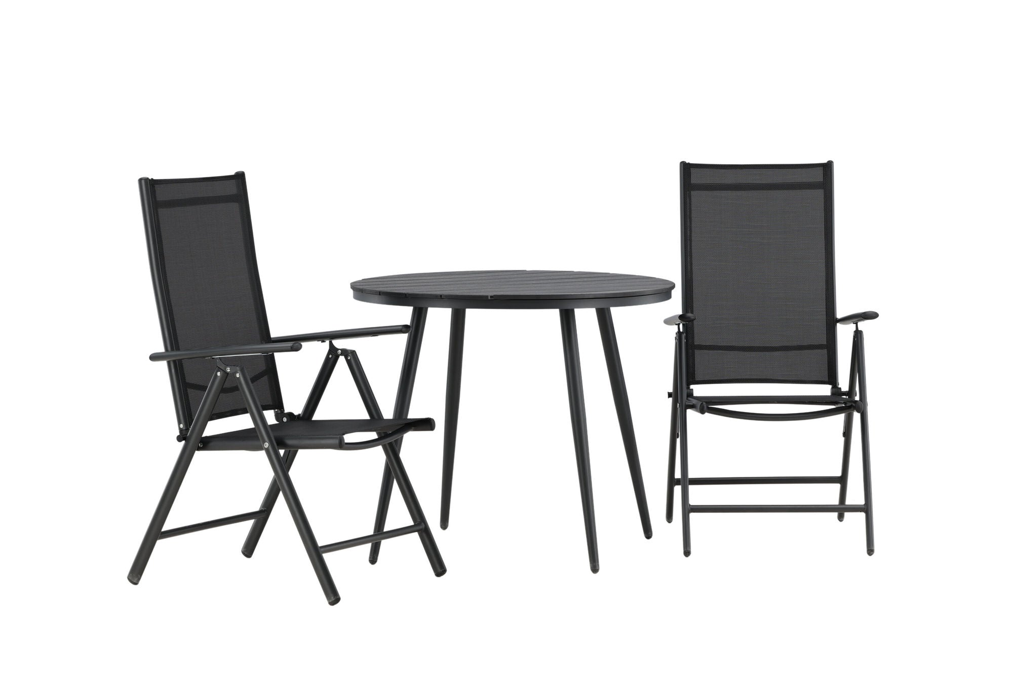 Venture Home Break - spisebord rund- Black / Black - Alu / Aintwood - 90ø _1+ Break 5:pos stol - Black/Black _2