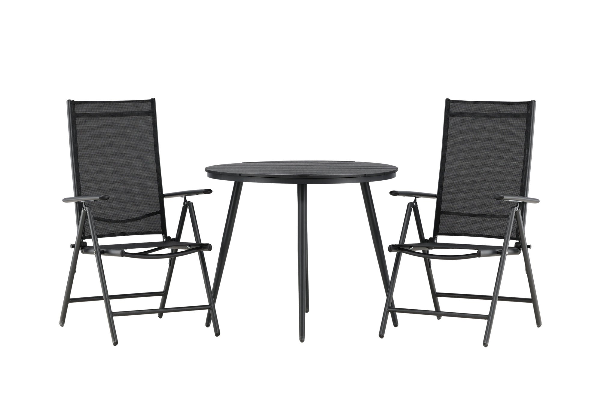 Venture Home Break - spisebord rund- Black / Black - Alu / Aintwood - 90ø _1+ Break 5:pos stol - Black/Black _2