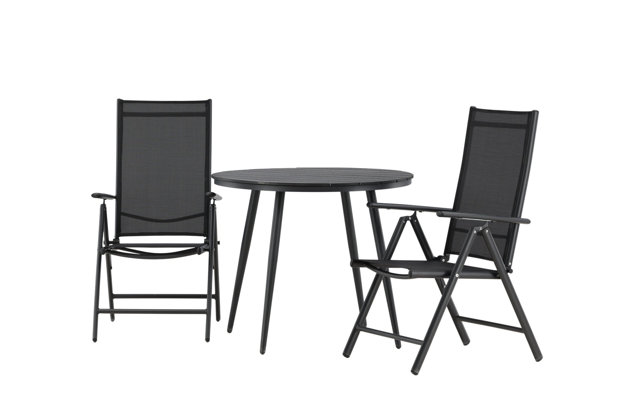 Venture Home Break - spisebord rund- Black / Black - Alu / Aintwood - 90ø _1+ Break 5:pos stol - Black/Black _2