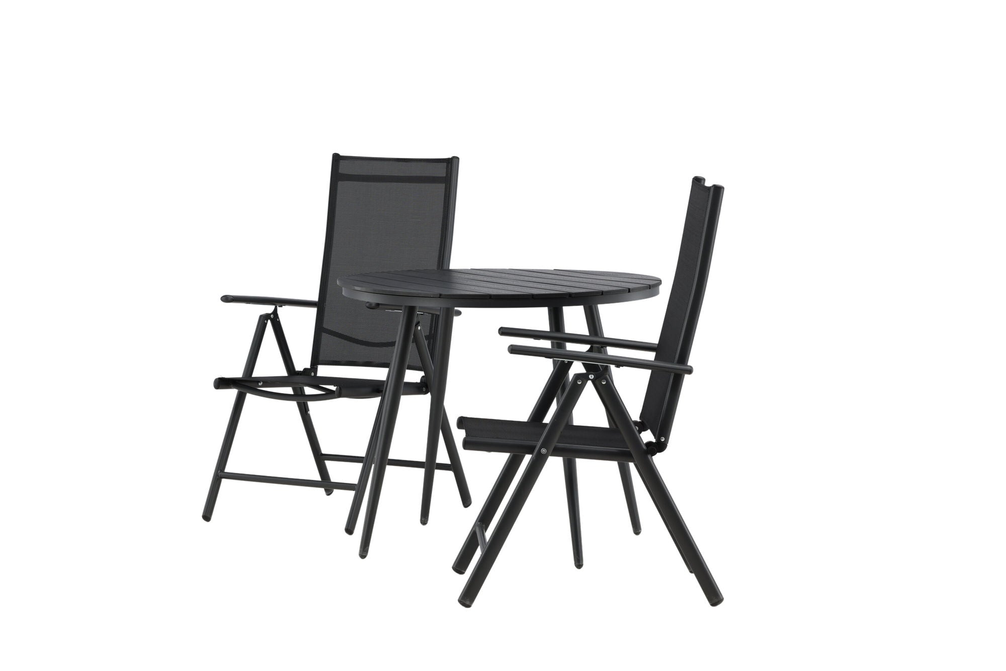 Venture Home Break - spisebord rund- Black / Black - Alu / Aintwood - 90ø _1+ Break 5:pos stol - Black/Black _2