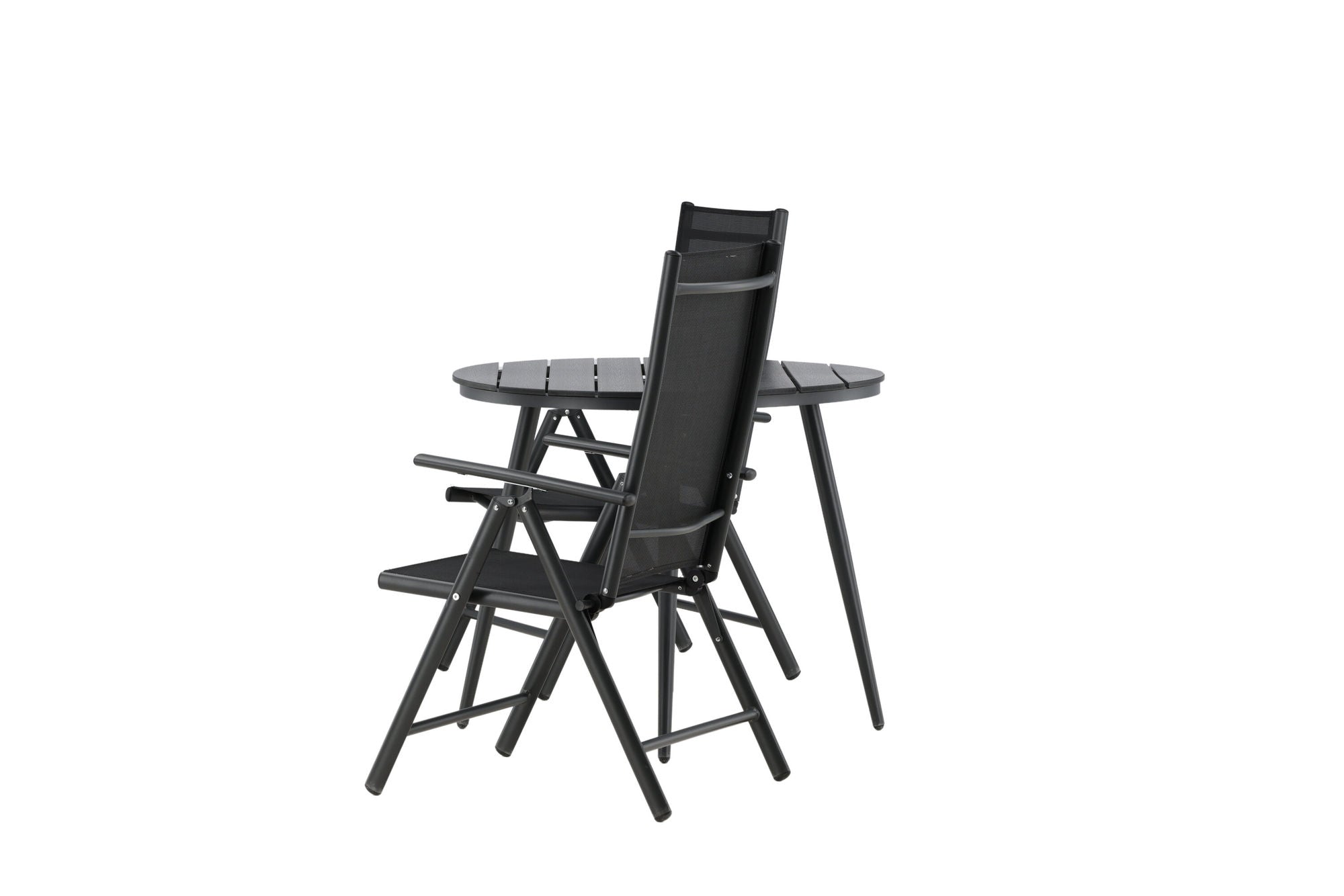 Venture Home Break - spisebord rund- Black / Black - Alu / Aintwood - 90ø _1+ Break 5:pos stol - Black/Black _2