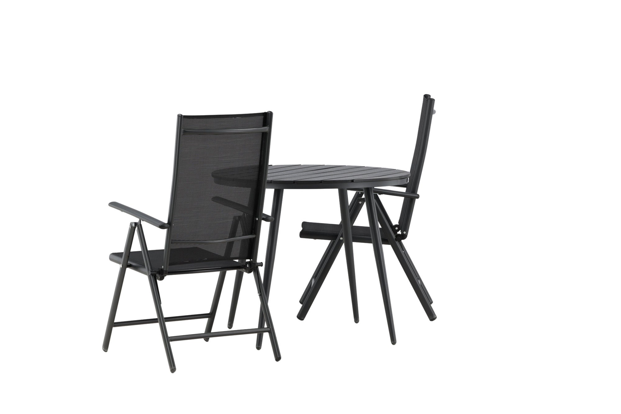Venture Home Break - spisebord rund- Black / Black - Alu / Aintwood - 90ø _1+ Break 5:pos stol - Black/Black _2