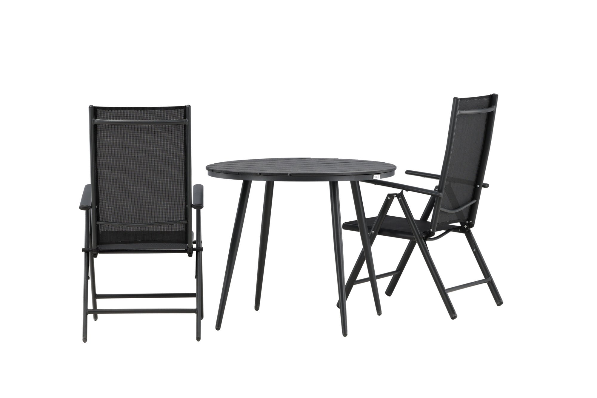 Venture Home Break - spisebord rund- Black / Black - Alu / Aintwood - 90ø _1+ Break 5:pos stol - Black/Black _2