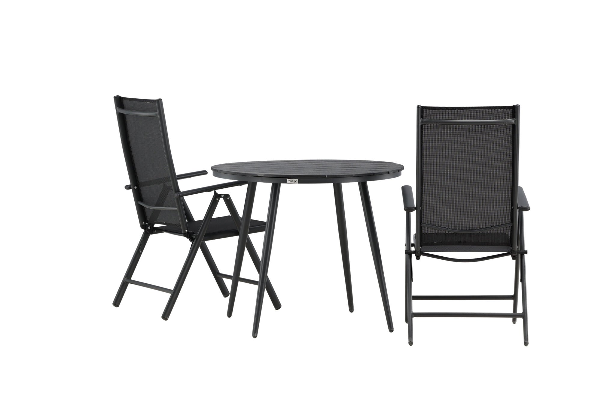 Venture Home Break - spisebord rund- Black / Black - Alu / Aintwood - 90ø _1+ Break 5:pos stol - Black/Black _2