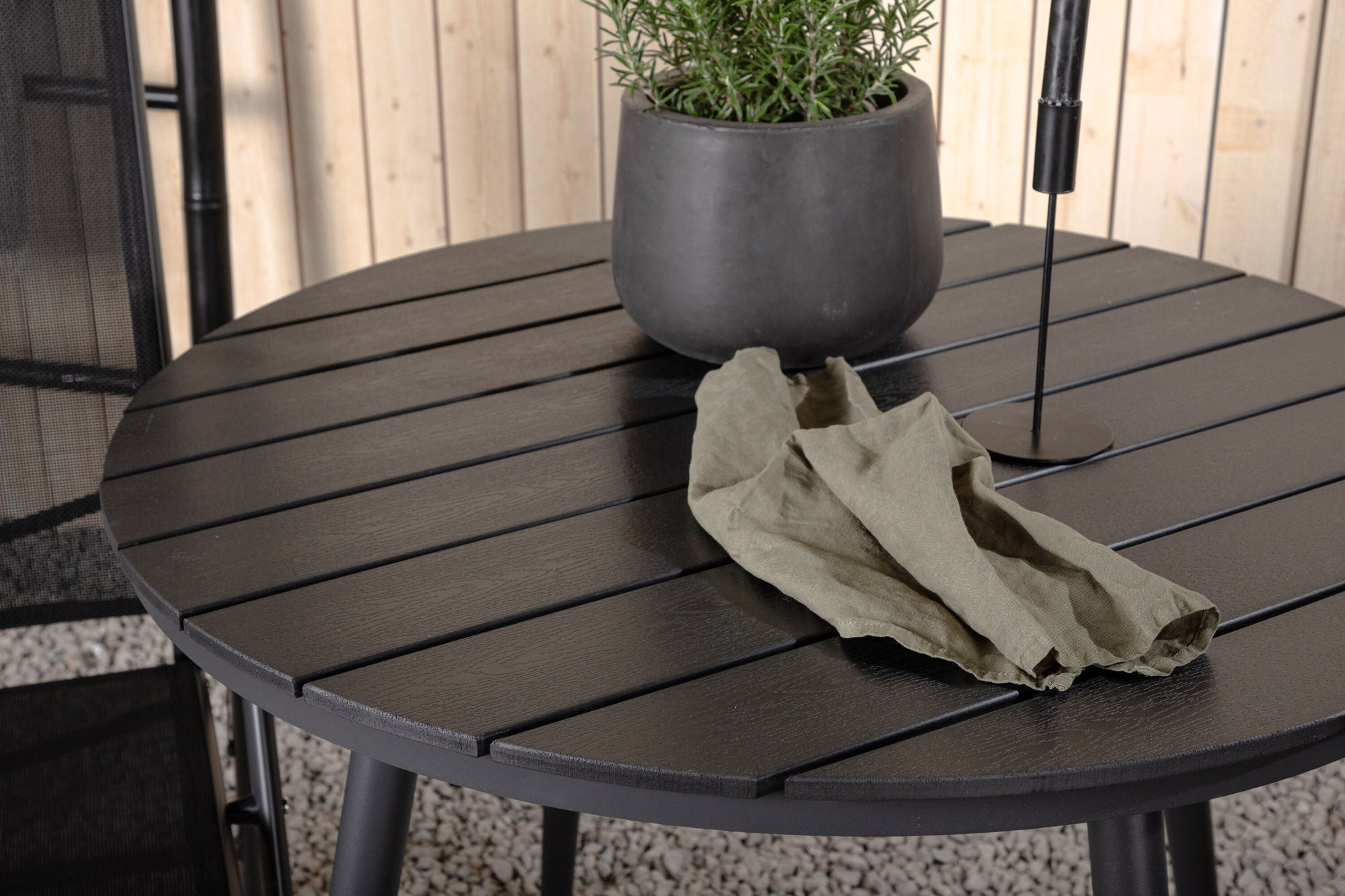 Venture Home Break - spisebord rund- Black / Black - Alu / Aintwood - 90ø _1+ Break 5:pos stol - Black/Black _2