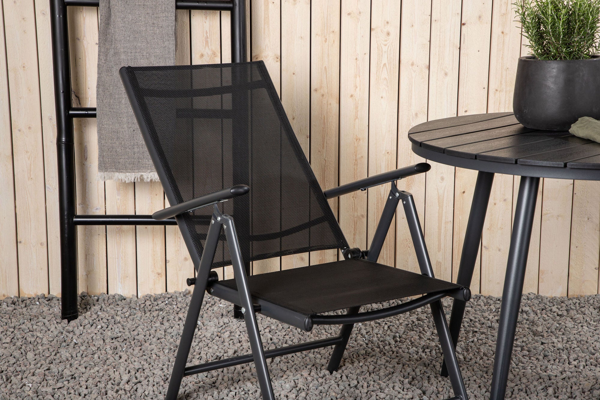 Venture Home Break - spisebord rund- Black / Black - Alu / Aintwood - 90ø _1+ Break 5:pos stol - Black/Black _2