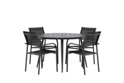 Venture Home Break - spisebord rund- Black / Black - Alu / Aintwood - 120ø _1+ Santorini Arm stol (Stackable) - Black alu / Black Textilene _4