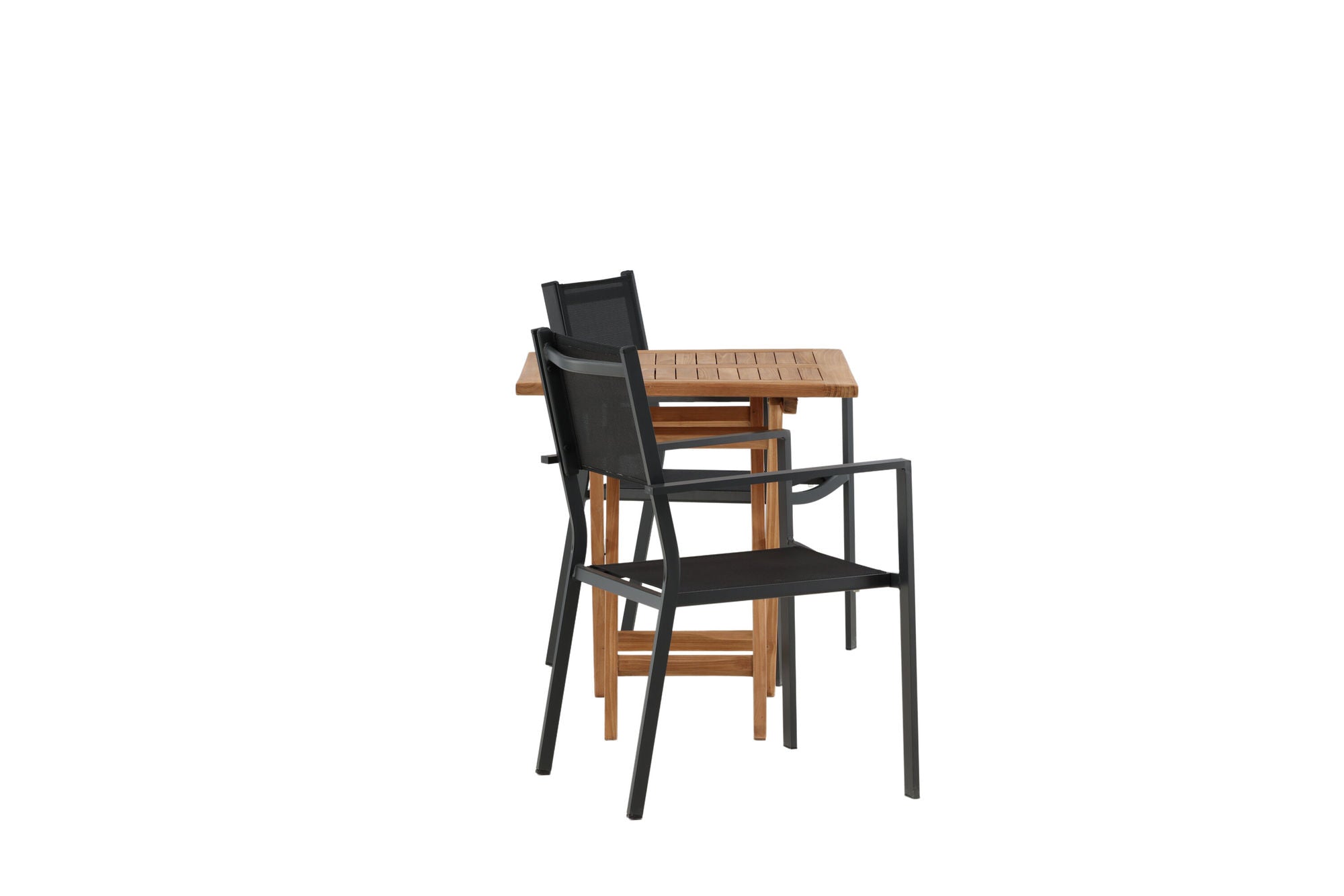 Venture Home Kenya - Folding bord- Natural - Teak - 70*70cm _1+ Copacabana Stacking stol - Black/Black _2