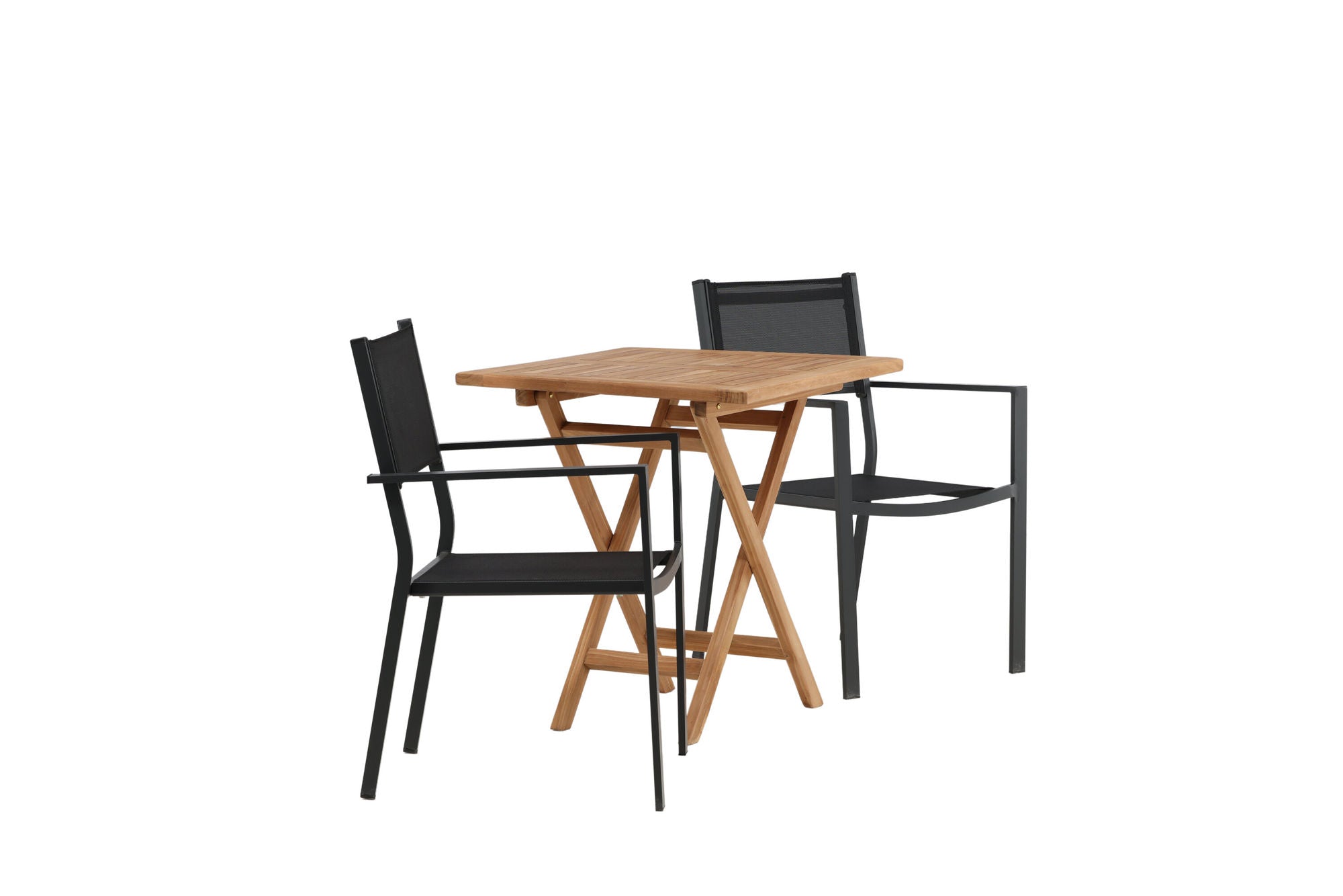 Venture Home Kenya - Folding bord- Natural - Teak - 70*70cm _1+ Copacabana Stacking stol - Black/Black _2