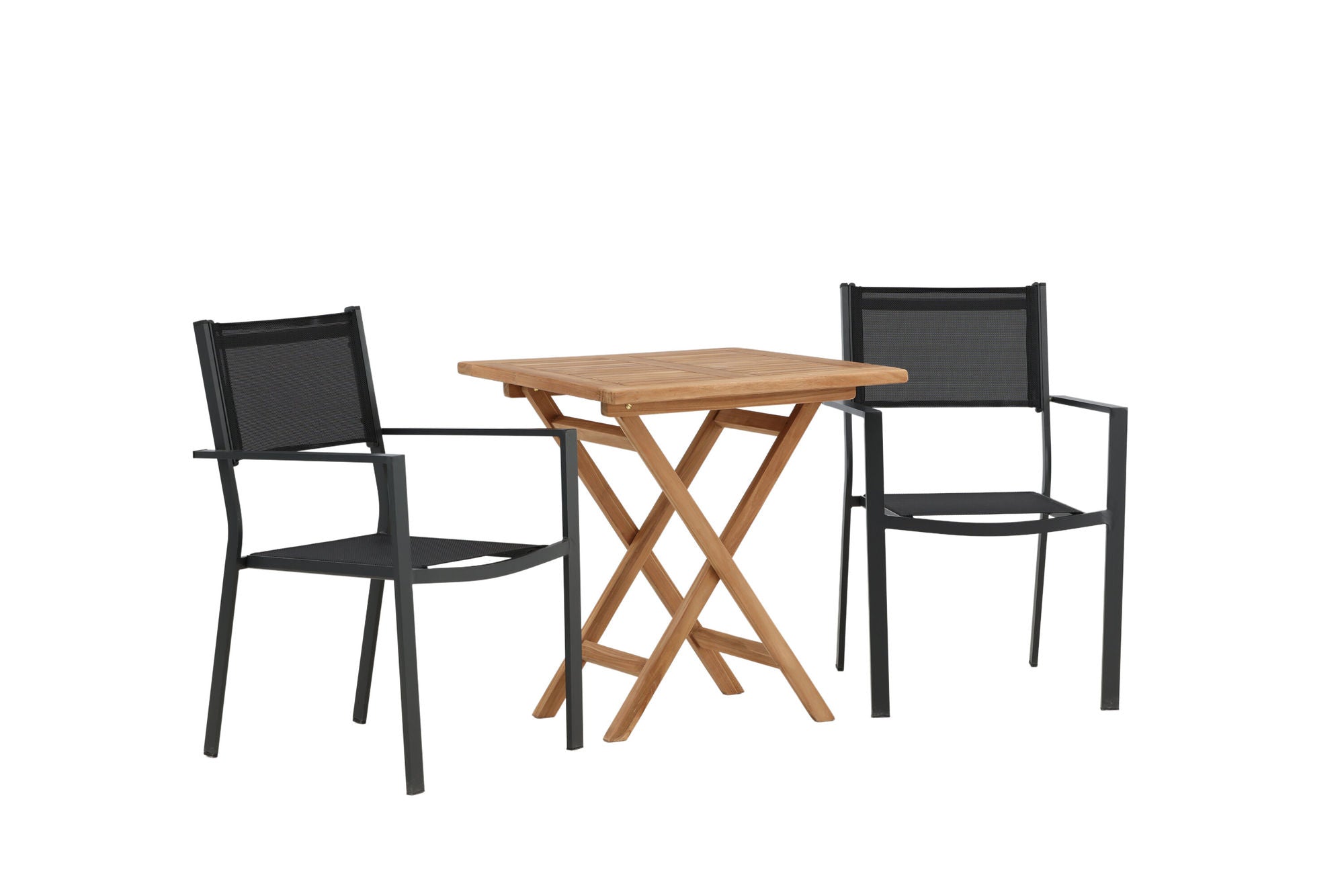 Venture Home Kenya - Folding bord- Natural - Teak - 70*70cm _1+ Copacabana Stacking stol - Black/Black _2