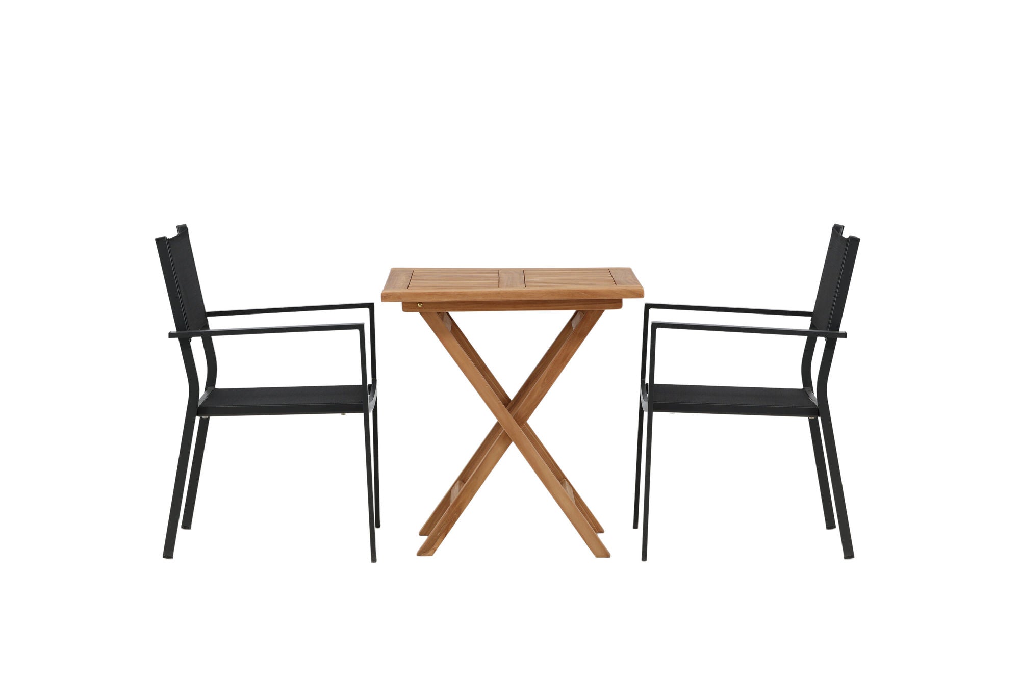 Venture Home Kenya - Folding bord- Natural - Teak - 70*70cm _1+ Copacabana Stacking stol - Black/Black _2