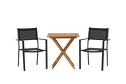 Venture Home Kenya - Folding bord- Natural - Teak - 70*70cm _1+ Copacabana Stacking stol - Black/Black _2