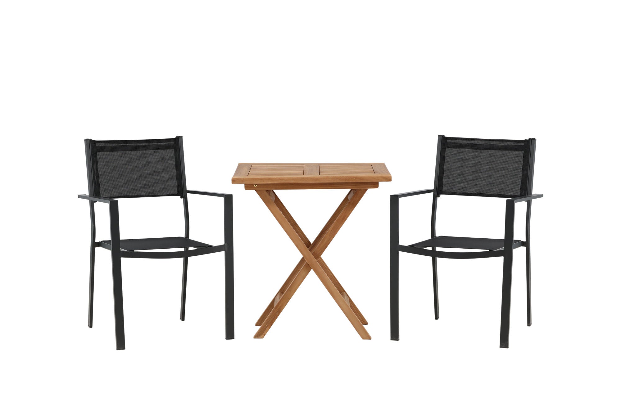 Venture Home Kenya - Folding bord- Natural - Teak - 70*70cm _1+ Copacabana Stacking stol - Black/Black _2