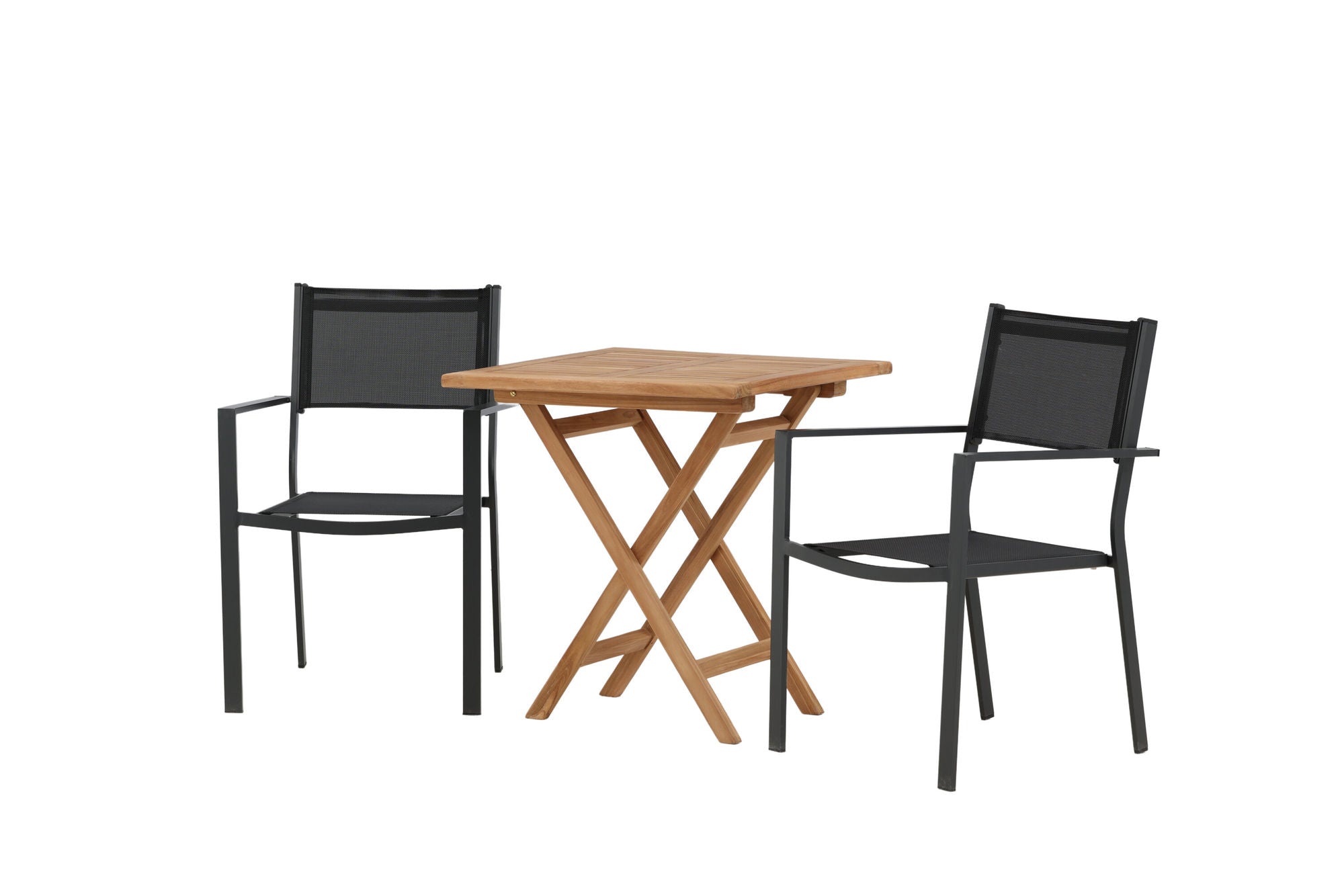 Venture Home Kenya - Folding bord- Natural - Teak - 70*70cm _1+ Copacabana Stacking stol - Black/Black _2