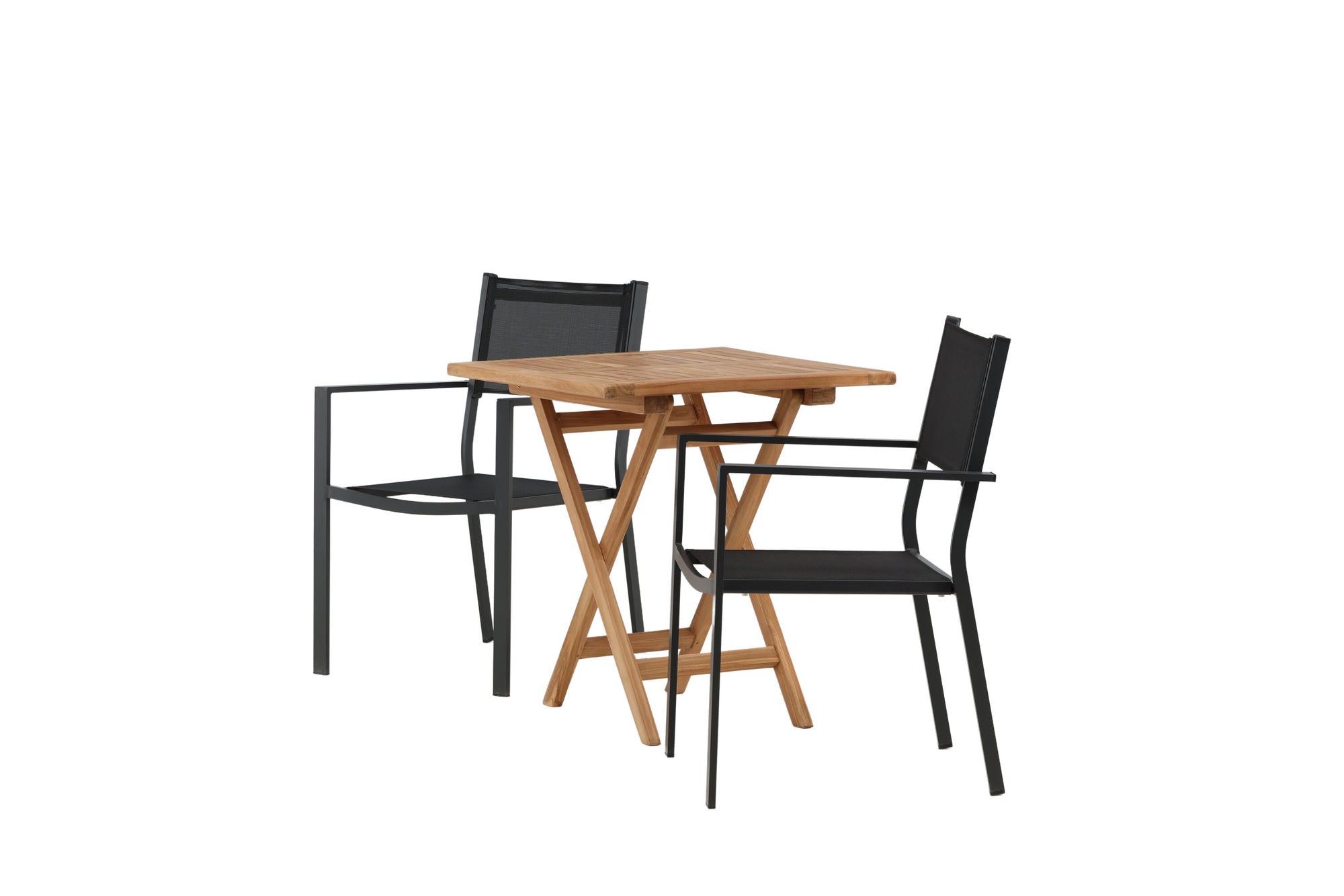 Venture Home Kenya - Folding bord- Natural - Teak - 70*70cm _1+ Copacabana Stacking stol - Black/Black _2