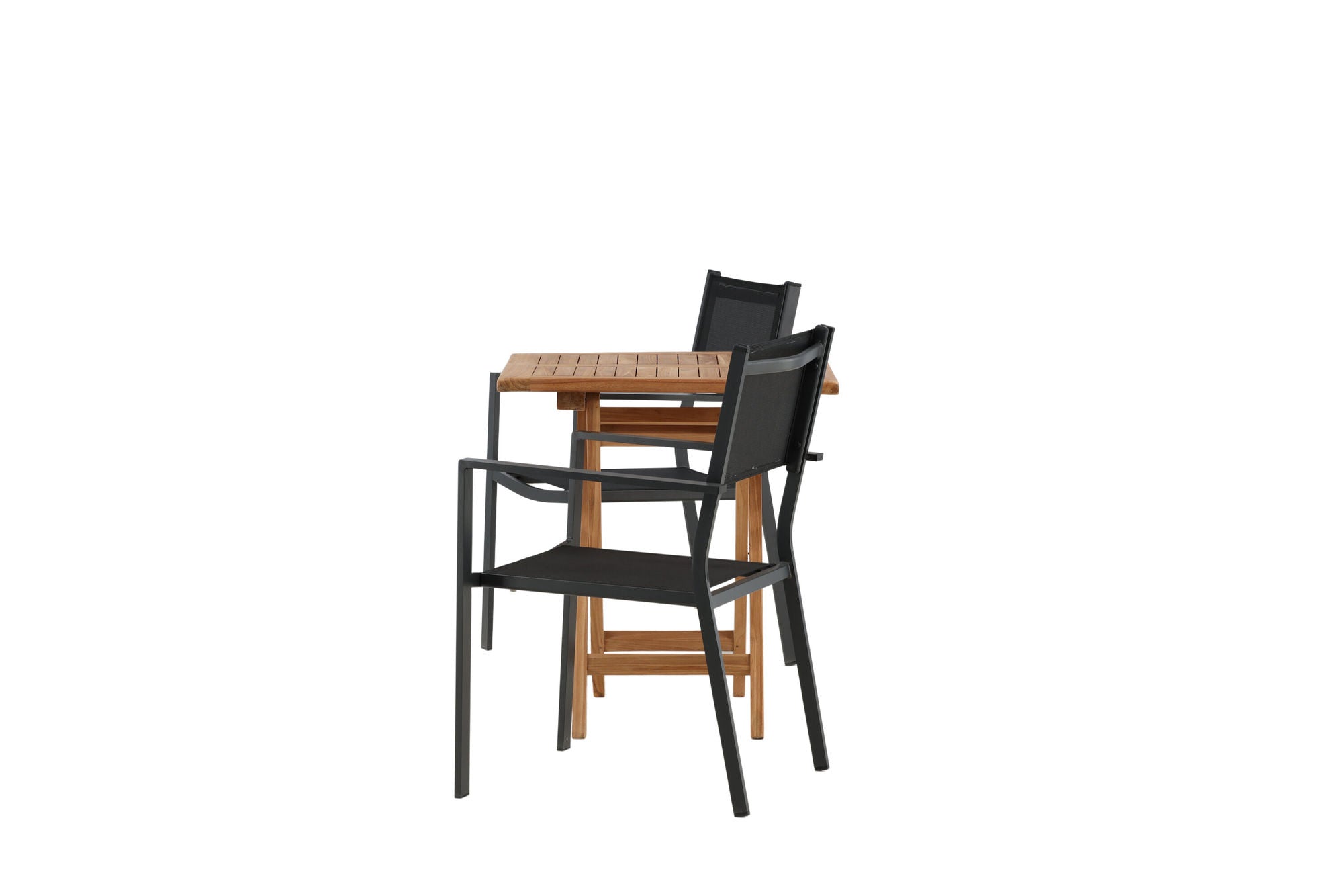 Venture Home Kenya - Folding bord- Natural - Teak - 70*70cm _1+ Copacabana Stacking stol - Black/Black _2