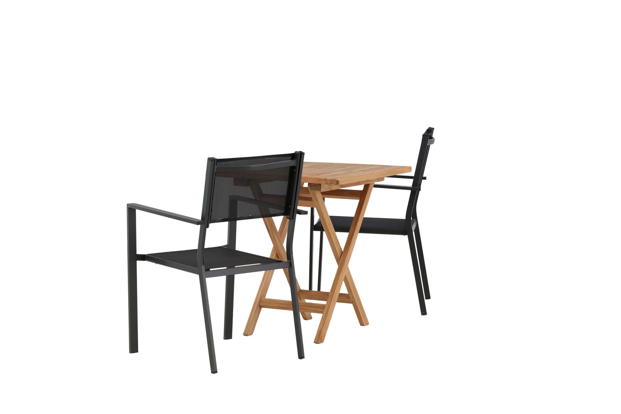Venture Home Kenya - Folding bord- Natural - Teak - 70*70cm _1+ Copacabana Stacking stol - Black/Black _2