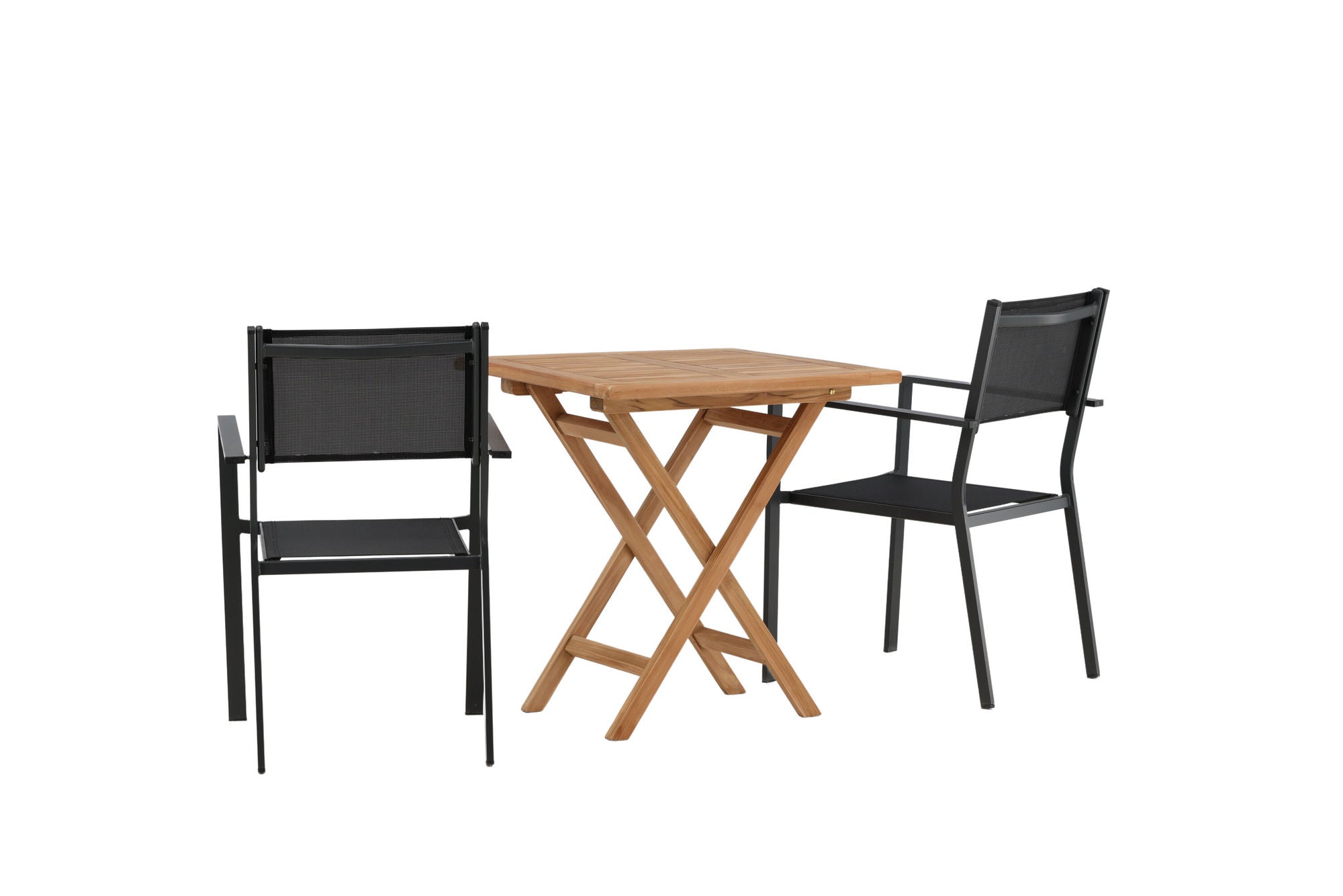 Venture Home Kenya - Folding bord- Natural - Teak - 70*70cm _1+ Copacabana Stacking stol - Black/Black _2