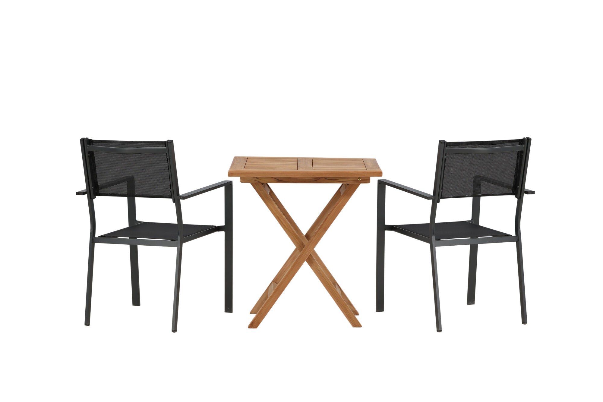 Venture Home Kenya - Folding bord- Natural - Teak - 70*70cm _1+ Copacabana Stacking stol - Black/Black _2