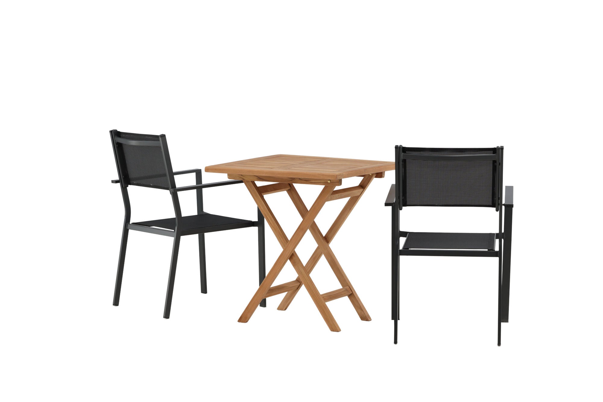 Venture Home Kenya - Folding bord- Natural - Teak - 70*70cm _1+ Copacabana Stacking stol - Black/Black _2