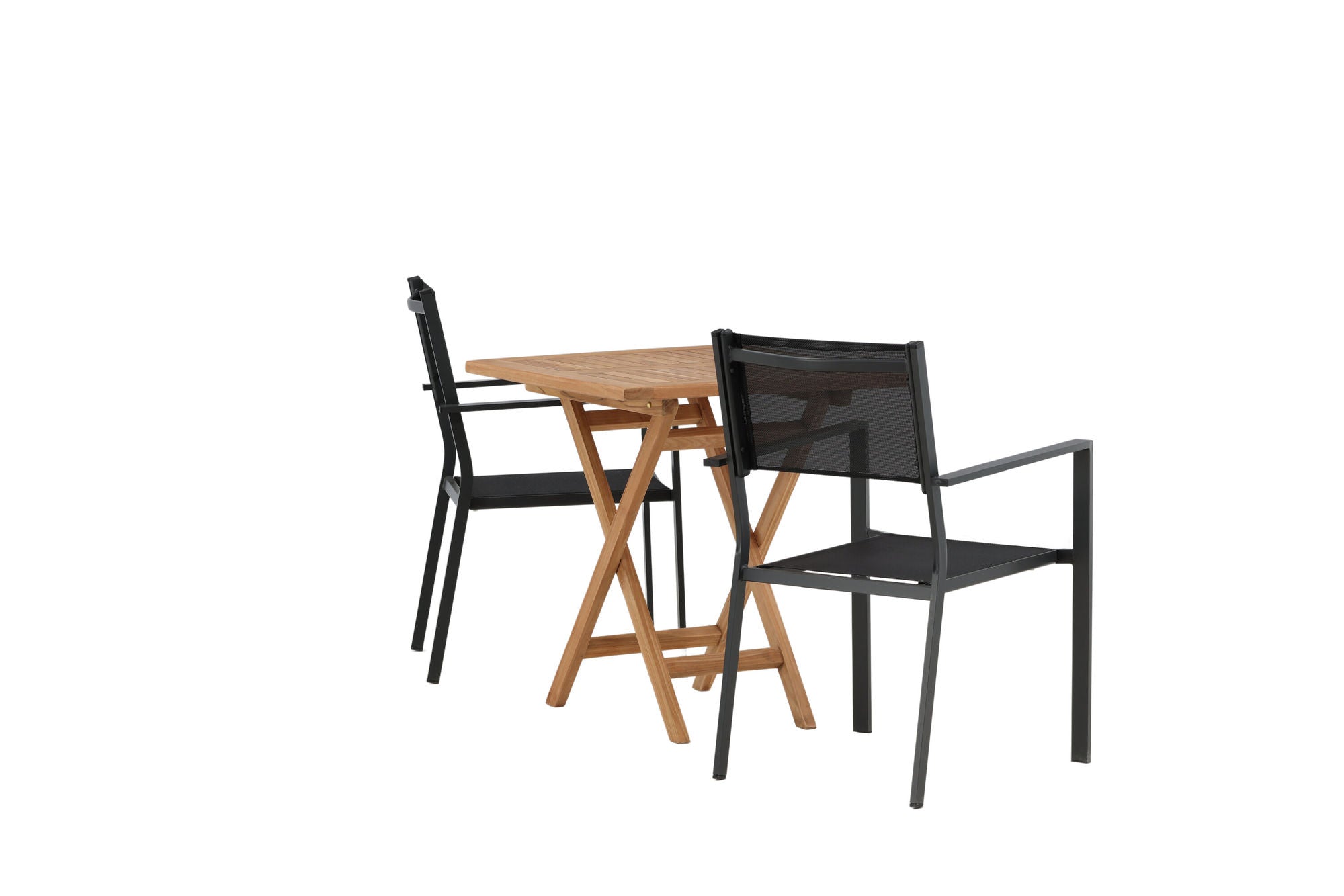 Venture Home Kenya - Folding bord- Natural - Teak - 70*70cm _1+ Copacabana Stacking stol - Black/Black _2