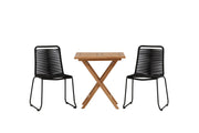 Venture Home Kenya - Folding bord- Natural - Teak - 70*70cm _1+ Lindos Stacking stol - Black Alu / Black Rope _2