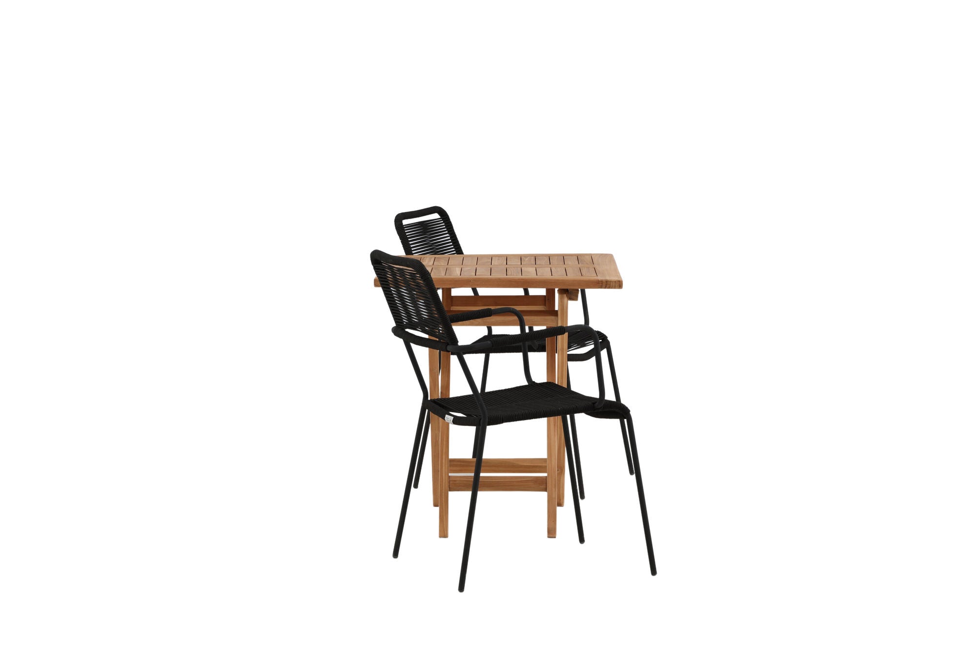 Venture Home Kenya - Folding bord- Natural - Teak - 70*70cm _1+ Lindos Armchair - Black Alu / Black Rope _2