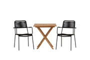 Venture Home Kenya - Folding bord- Natural - Teak - 70*70cm _1+ Lindos Armchair - Black Alu / Black Rope _2