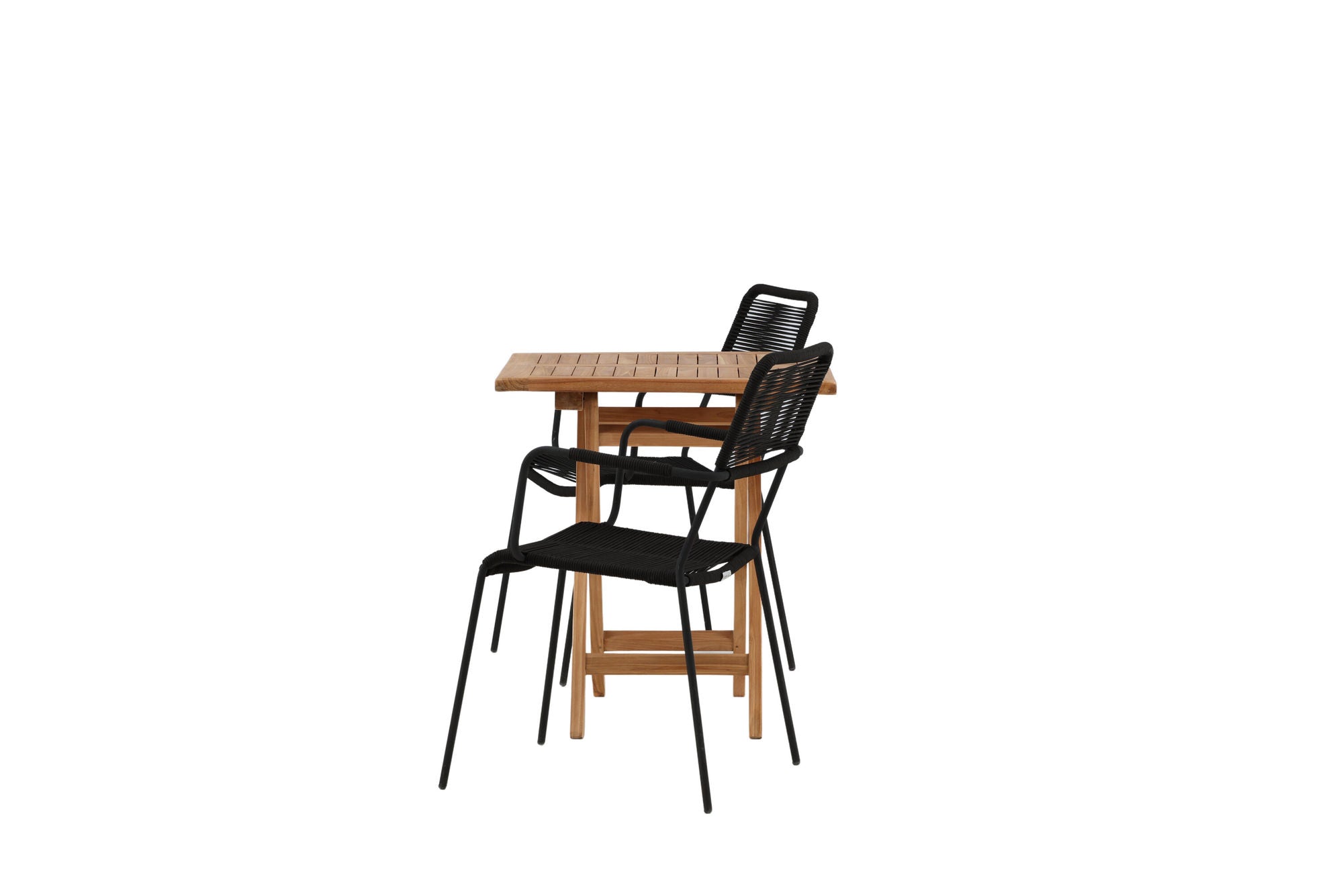 Venture Home Kenya - Folding bord- Natural - Teak - 70*70cm _1+ Lindos Armchair - Black Alu / Black Rope _2