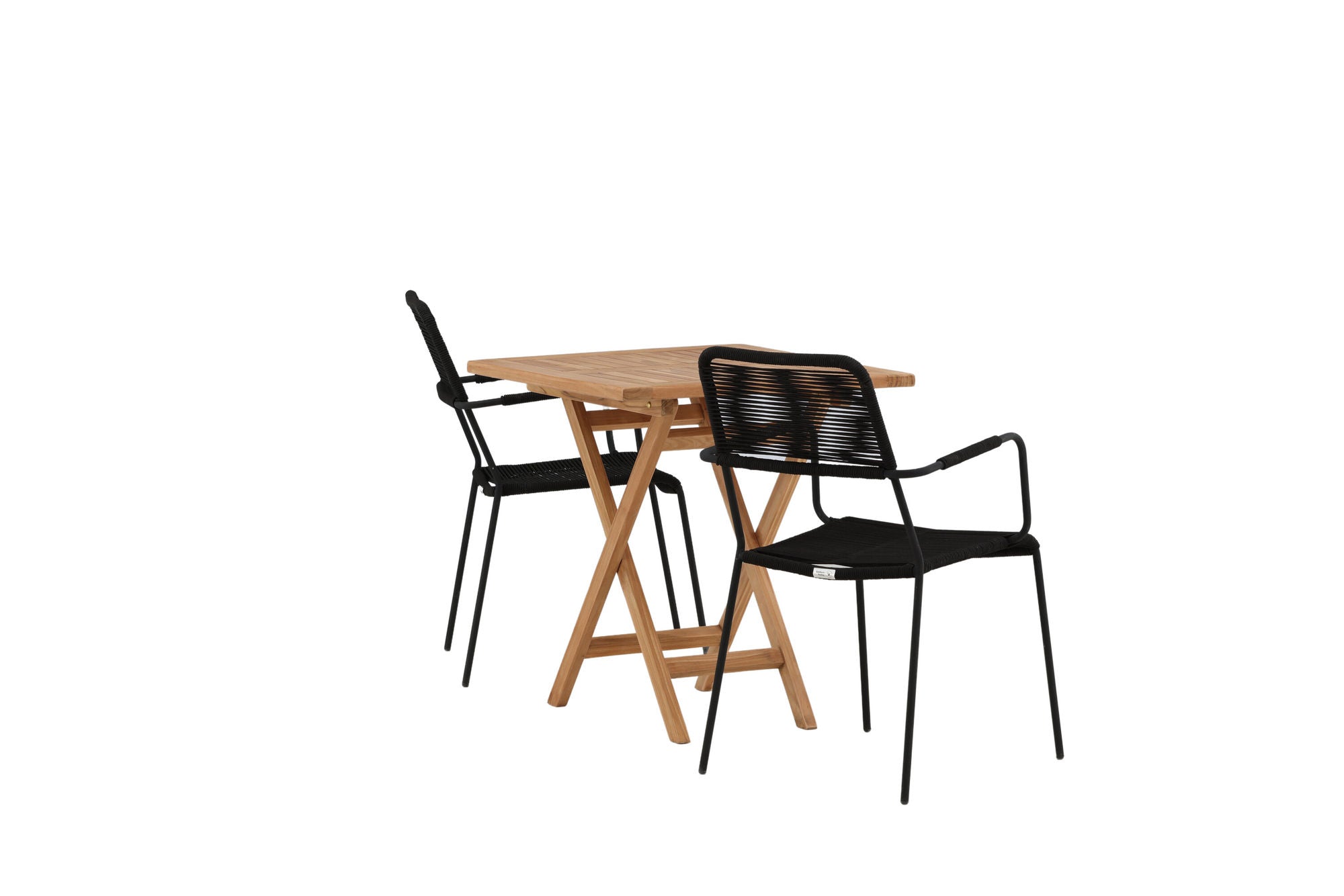 Venture Home Kenya - Folding bord- Natural - Teak - 70*70cm _1+ Lindos Armchair - Black Alu / Black Rope _2