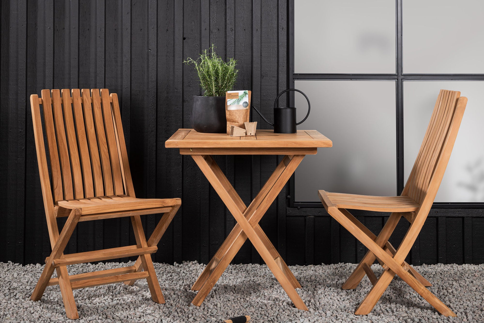 Venture Home Kenya - Folding bord- Natural - Teak - 70*70cm _1+ Ghana - Folding stol- Natural - Teak - _2