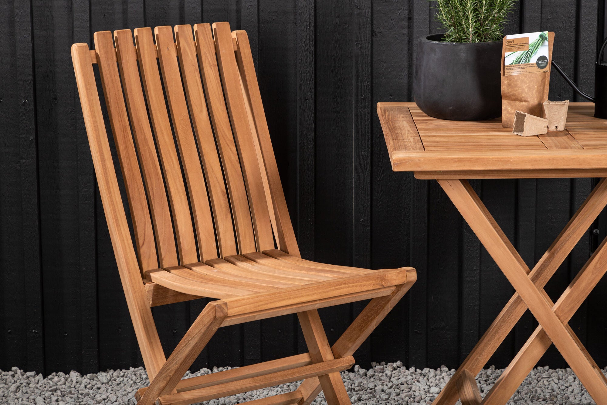 Venture Home Kenya - Folding bord- Natural - Teak - 70*70cm _1+ Ghana - Folding stol- Natural - Teak - _2