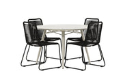 Venture Home Lina spisebord - Beige - rund 120 cm _1+ Lindos Stacking stol - Black Alu / Black Rope _4