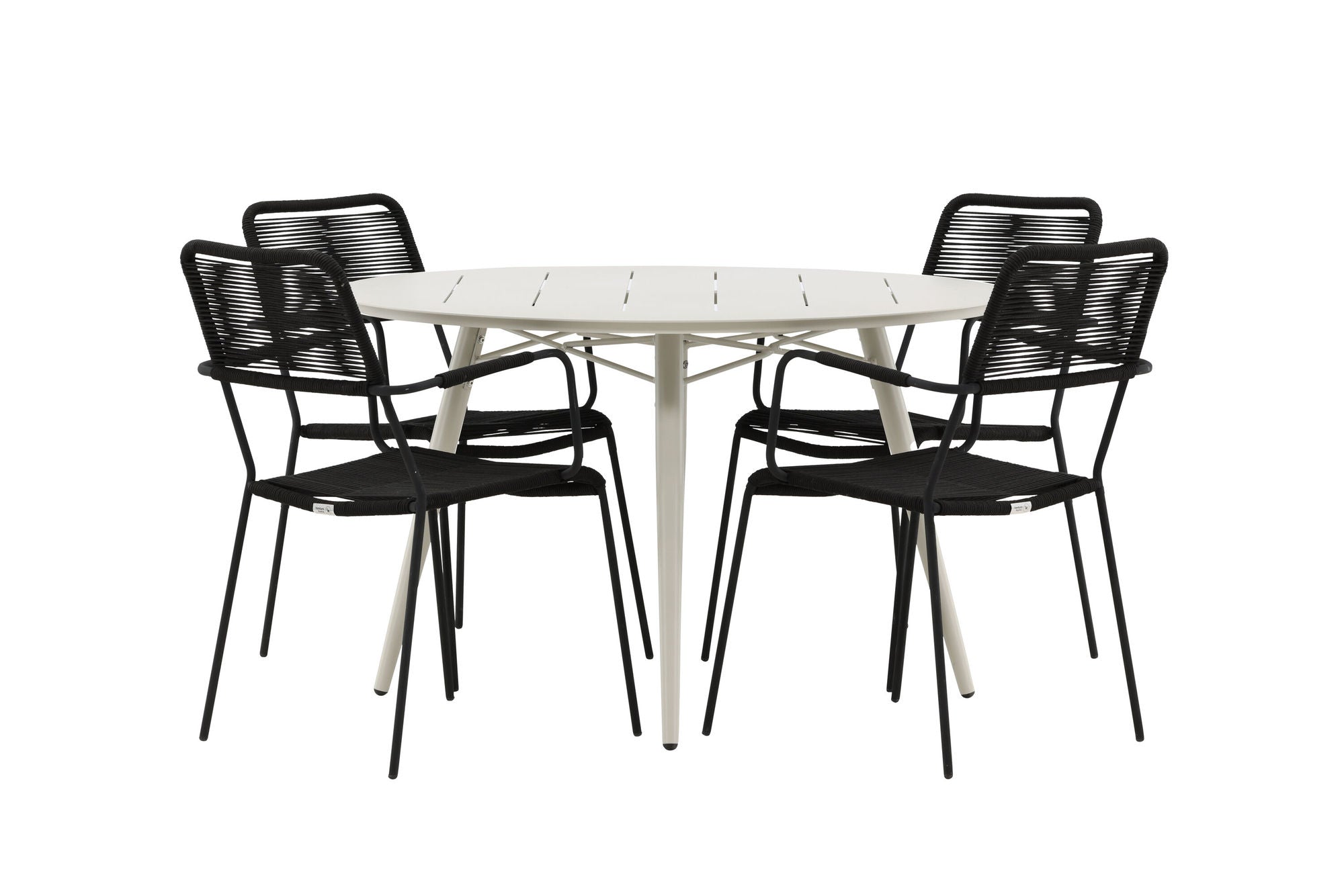 Venture Home Lina spisebord - Beige - rund 120 cm _1+ Lindos Armchair - Black Alu / Black Rope _4