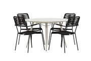 Venture Home Lina spisebord - Beige - rund 120 cm _1+ Lindos Armchair - Black Alu / Black Rope _4