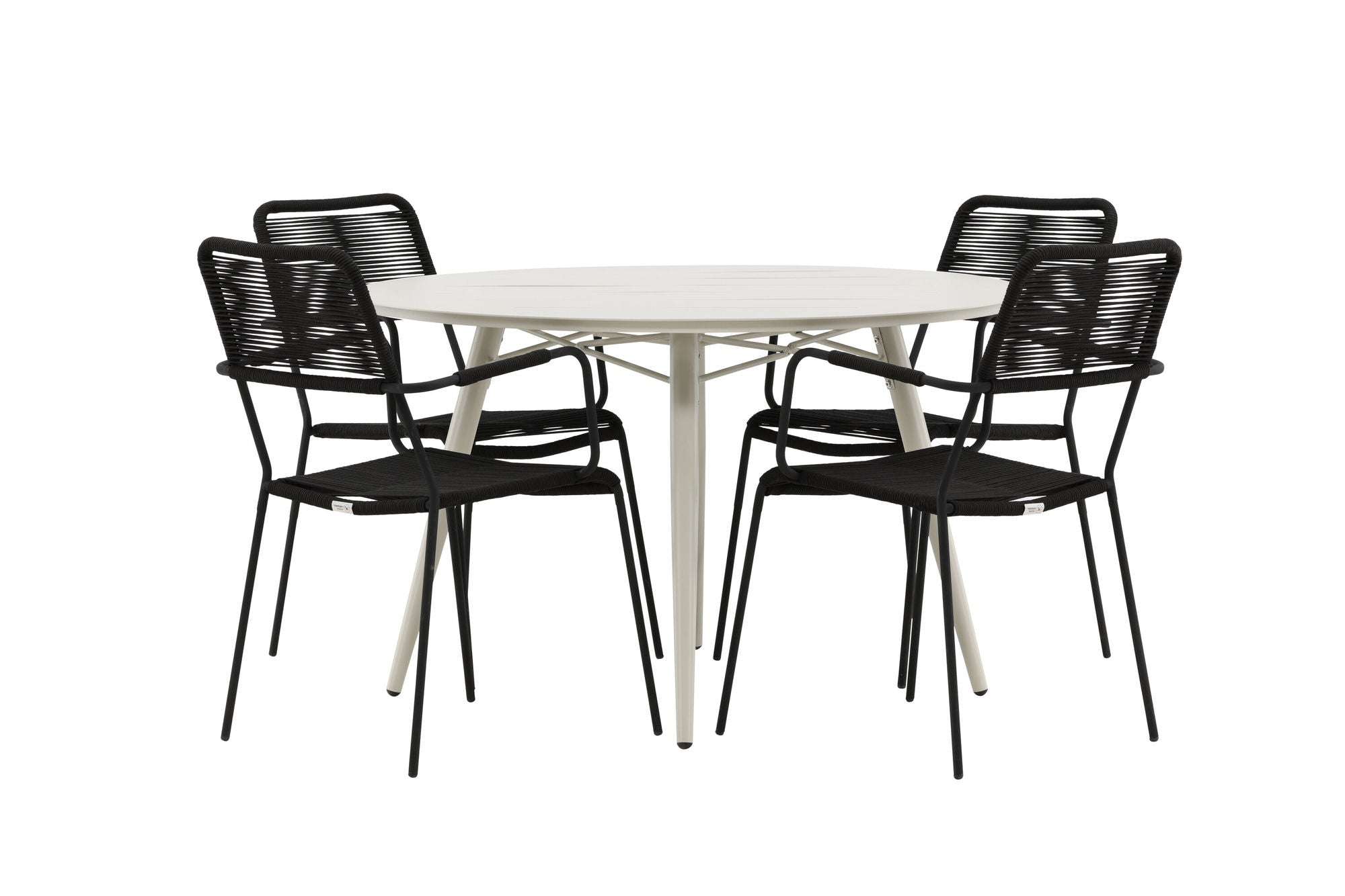 Venture Home Lina spisebord - Beige - rund 120 cm _1+ Lindos Armchair - Black Alu / Black Rope _4