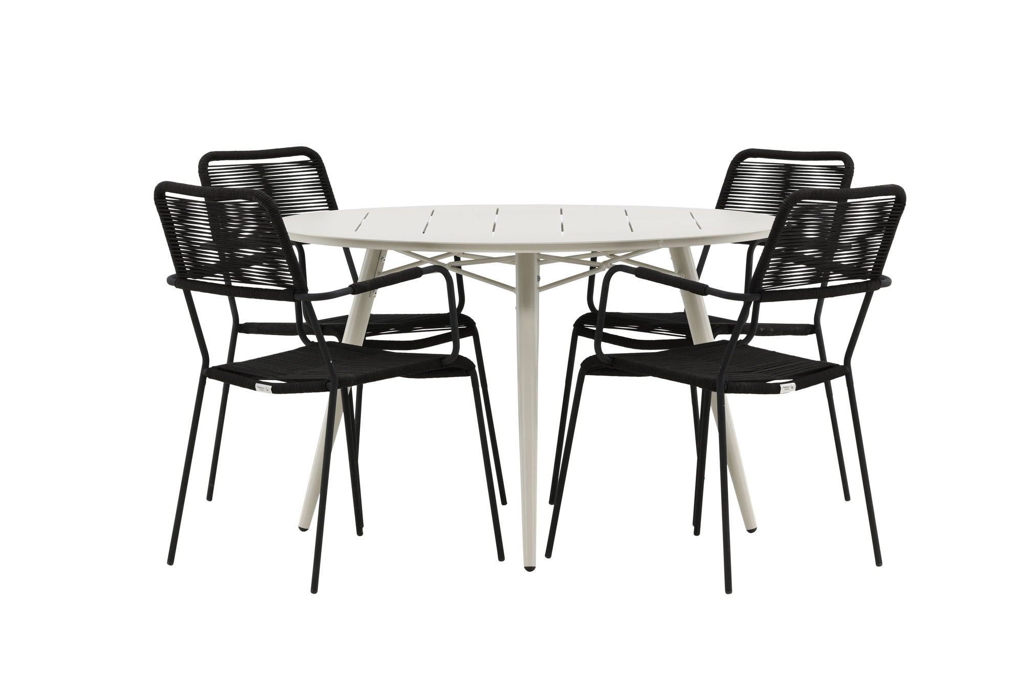 Venture Home Lina spisebord - Beige - rund 120 cm _1+ Lindos Armchair - Black Alu / Black Rope _4